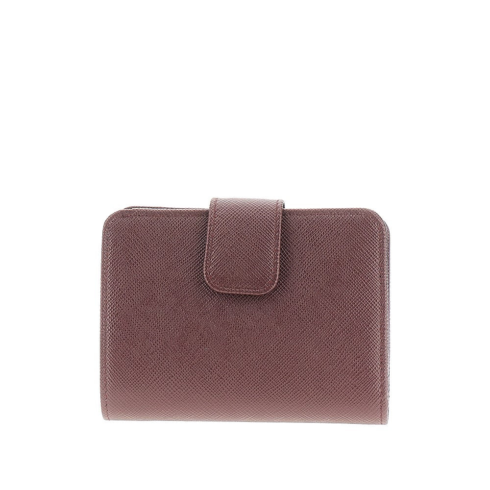 Saffiano leather small wallet with zip