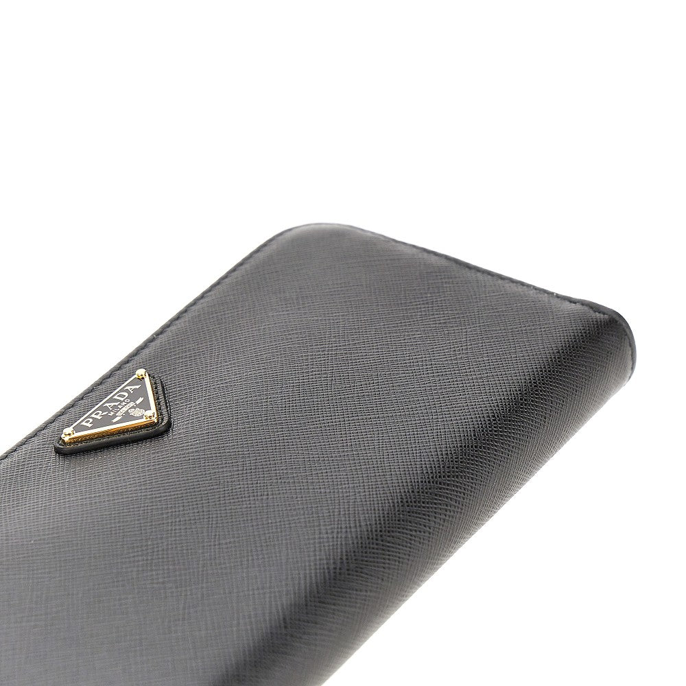 Portafoglio zip-around in pelle Saffiano