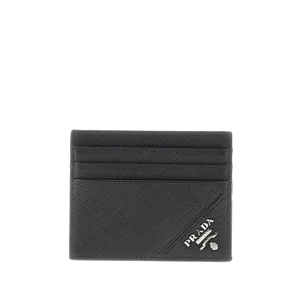 Portacarte in pelle Saffiano con logo