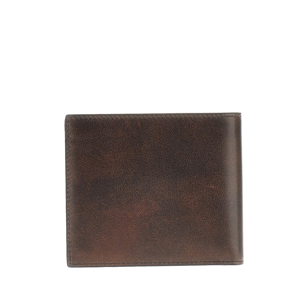 Portafoglio bi-fold in pelle effetto vintage