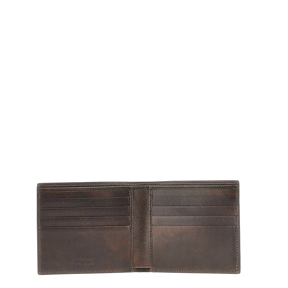 Portafoglio bi-fold in pelle effetto vintage