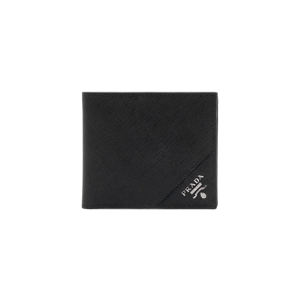 Portafoglio nero bi-fold con logo