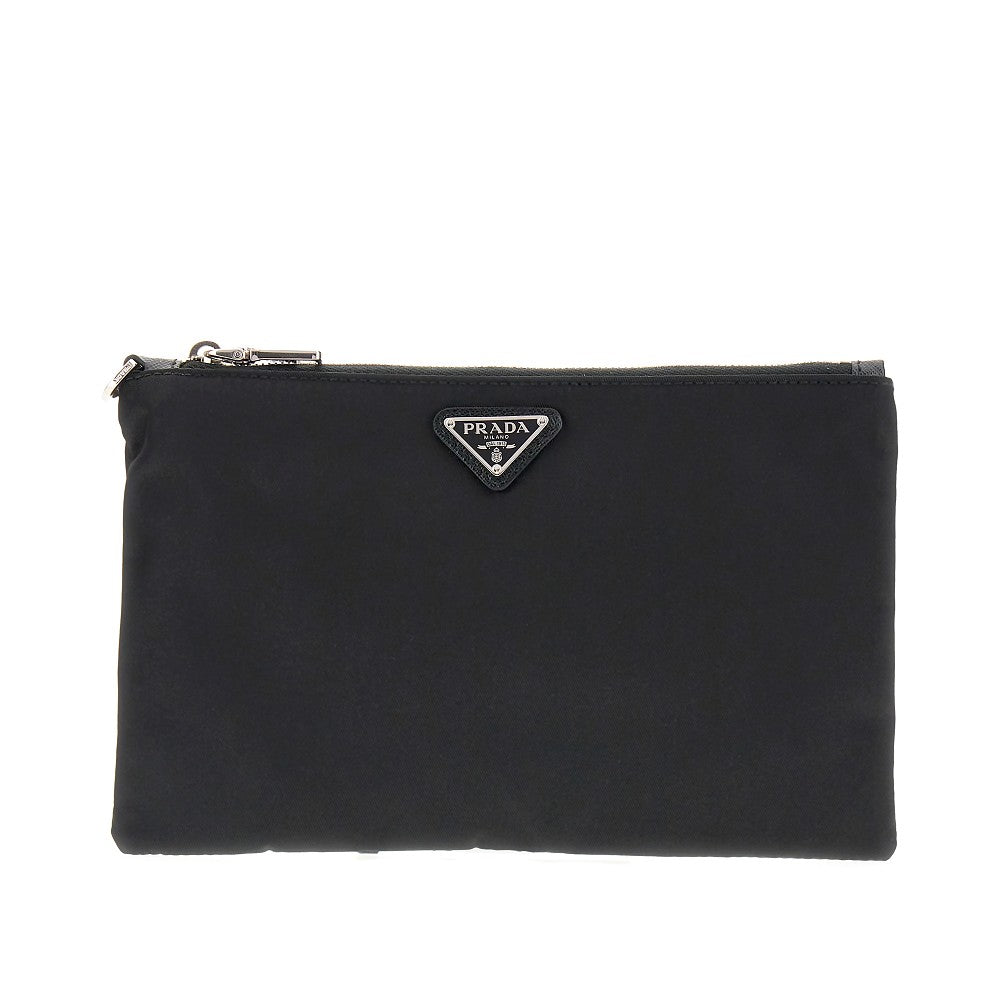 Re-Nylon pouch with triangle logo