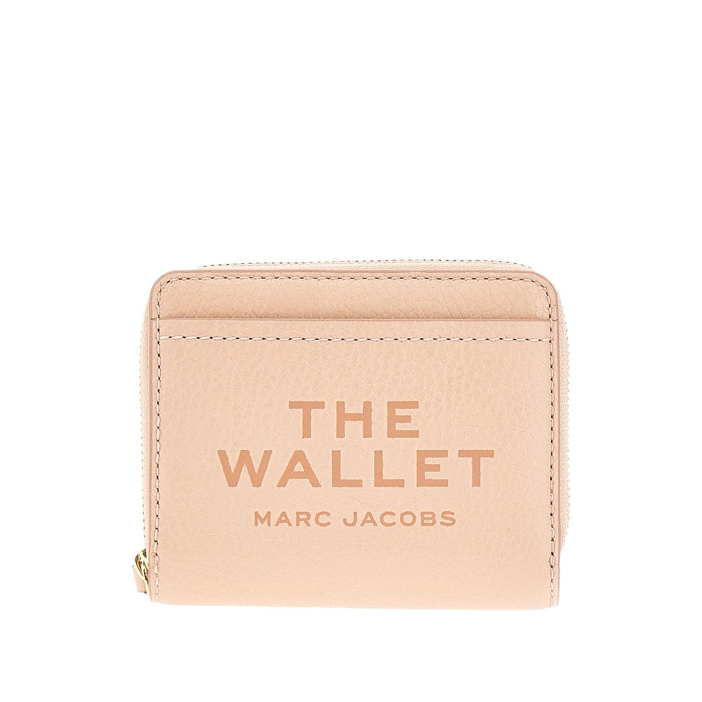 Grained leather mini compact wallet