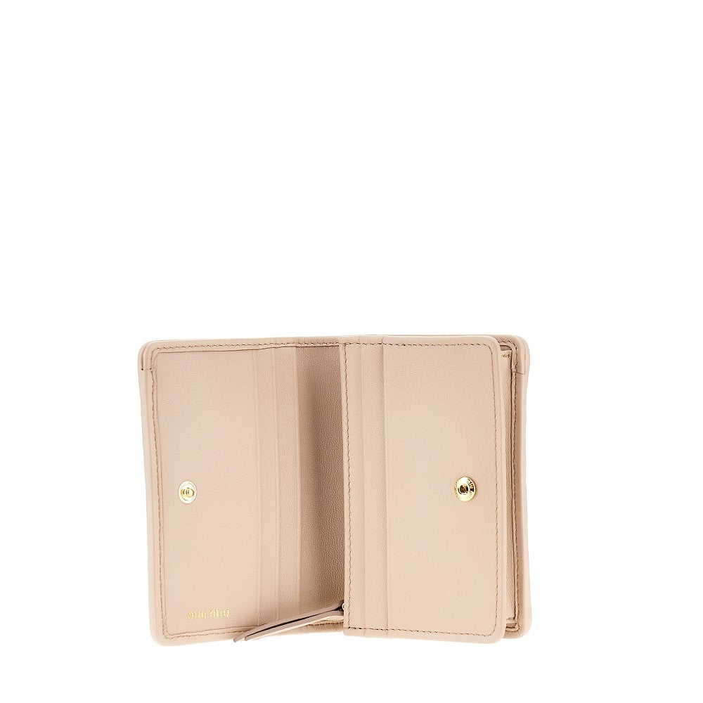 Matelassé leather small wallet