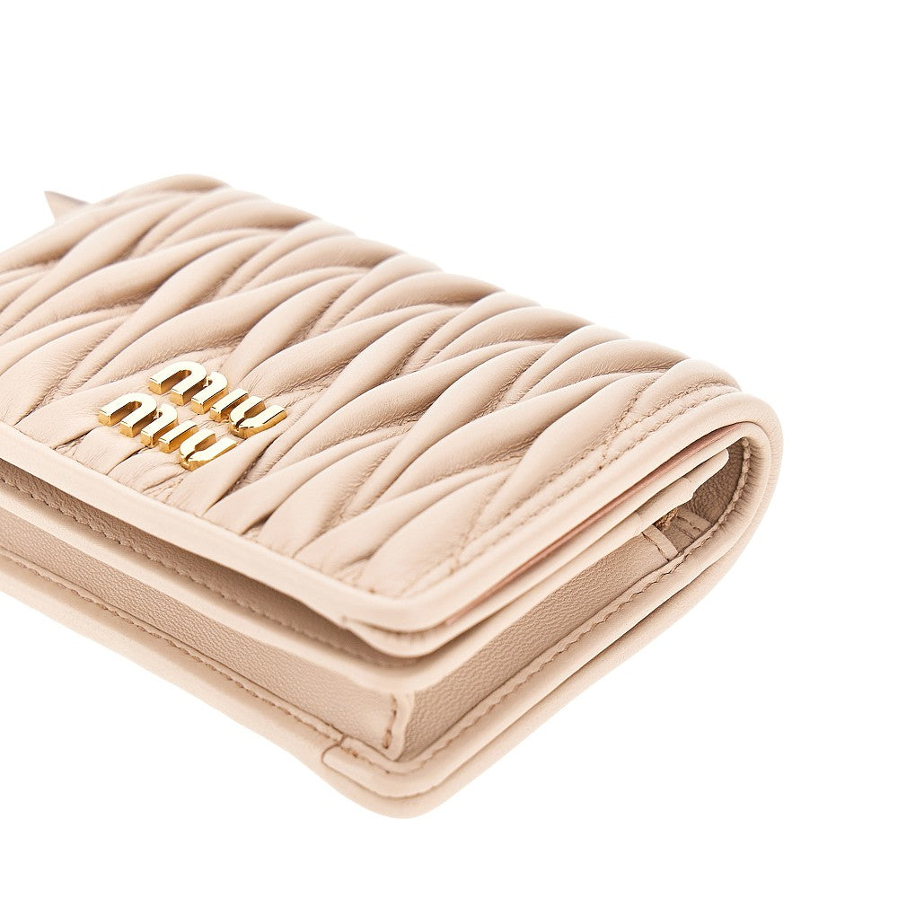 Matelassé leather small wallet