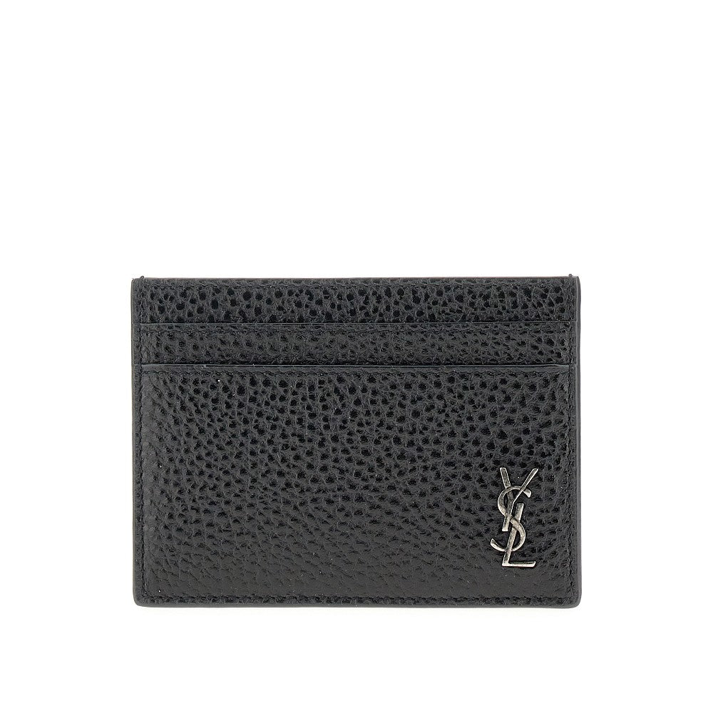 Grain leather cardholder with monogram detail