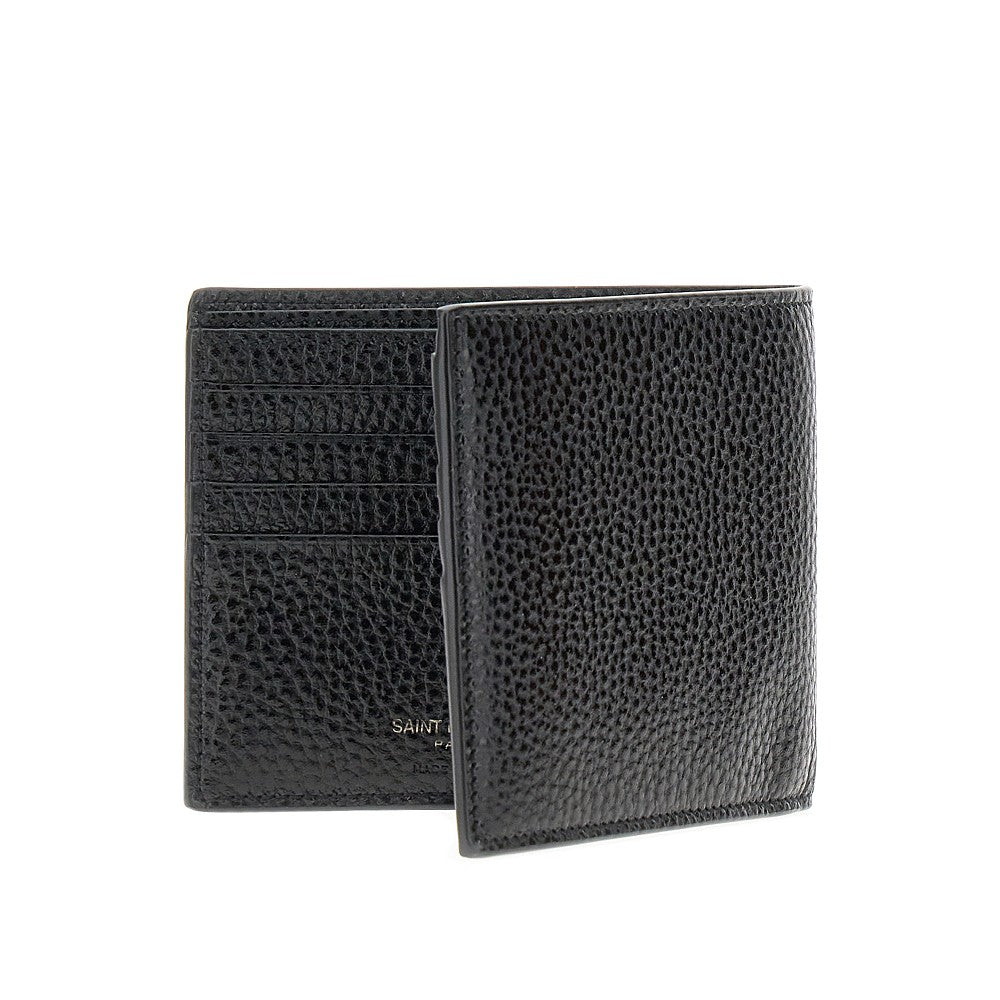 Grained leather bi-fold wallet