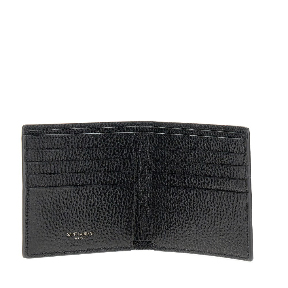 Grained leather bi-fold wallet