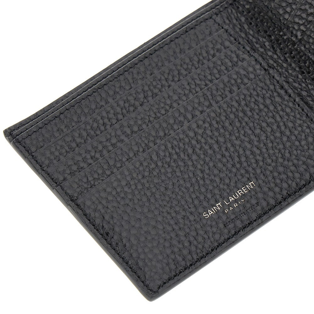 Grained leather bi-fold wallet