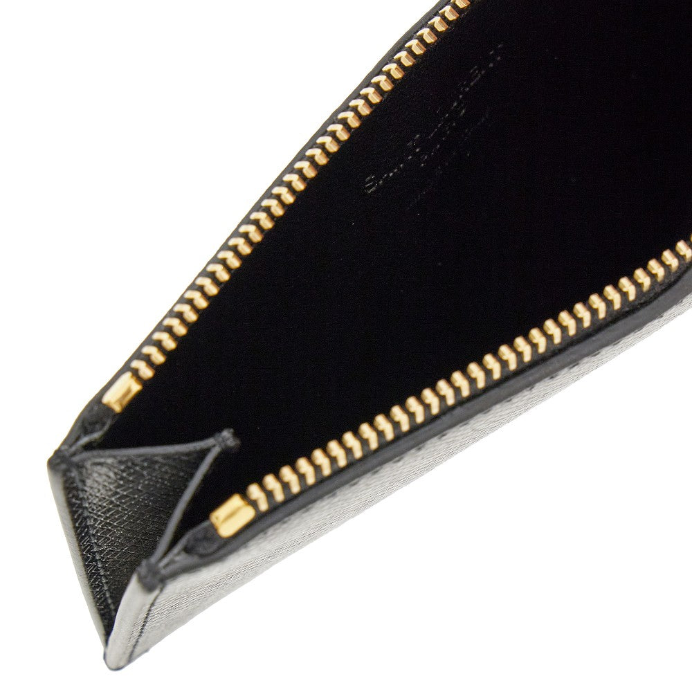 Portacarte con zip in pelle grain