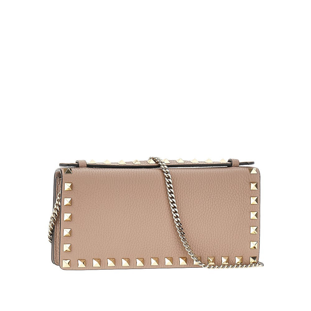 &#39;Rockstud&#39; clutch wallet with chain