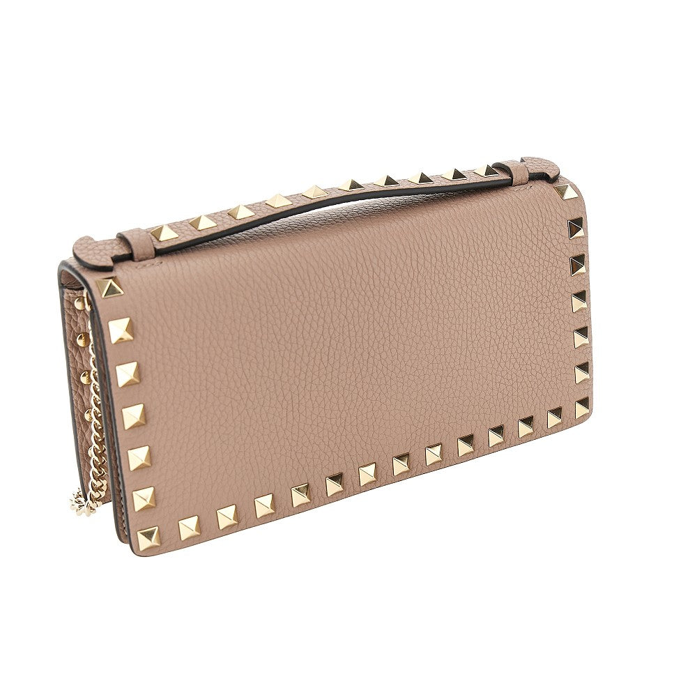 &#39;Rockstud&#39; clutch wallet with chain