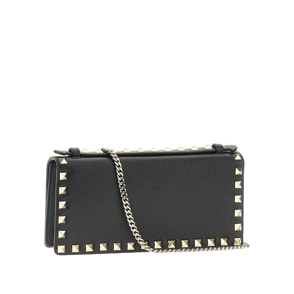 &#39;Rockstud&#39; clutch wallet with chain