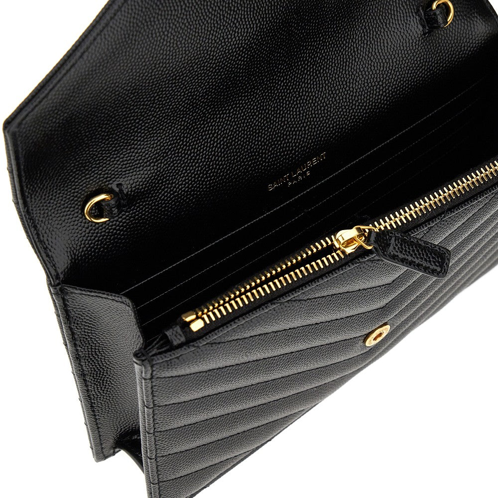 Grain de Poudre leather pouch with chain