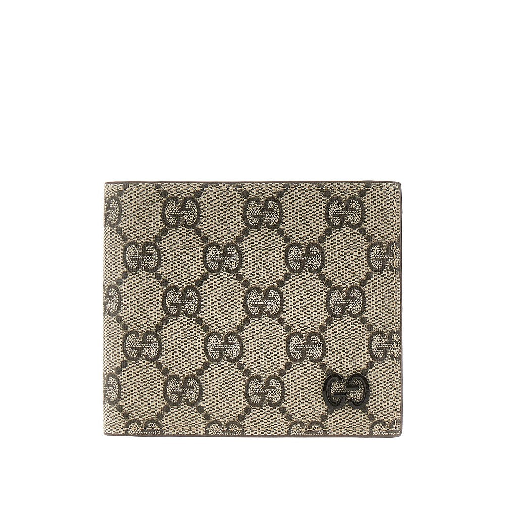 Portafoglio bi-fold con dettaglio GG smaltato