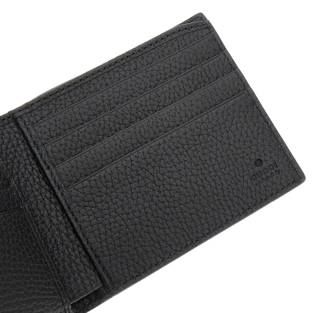 Grained leather bi-fold wallet