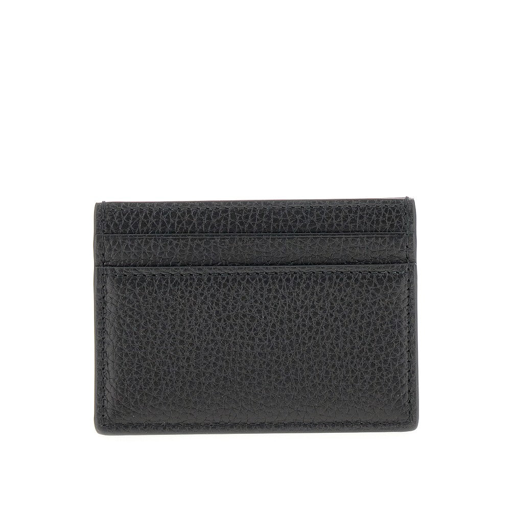 Logo grained leather cardholder