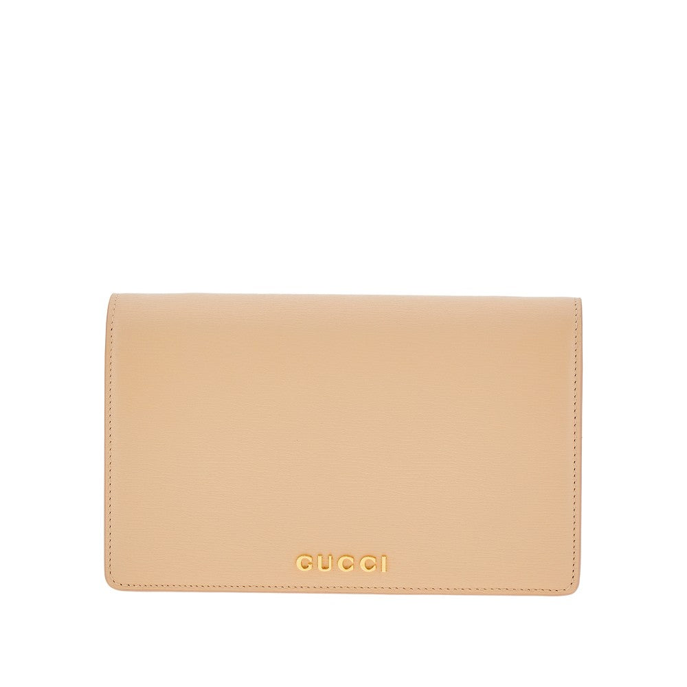 Leather clutch with chain strap