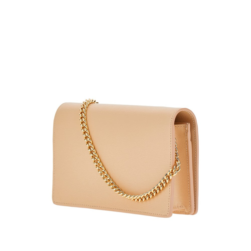 Leather clutch with chain strap