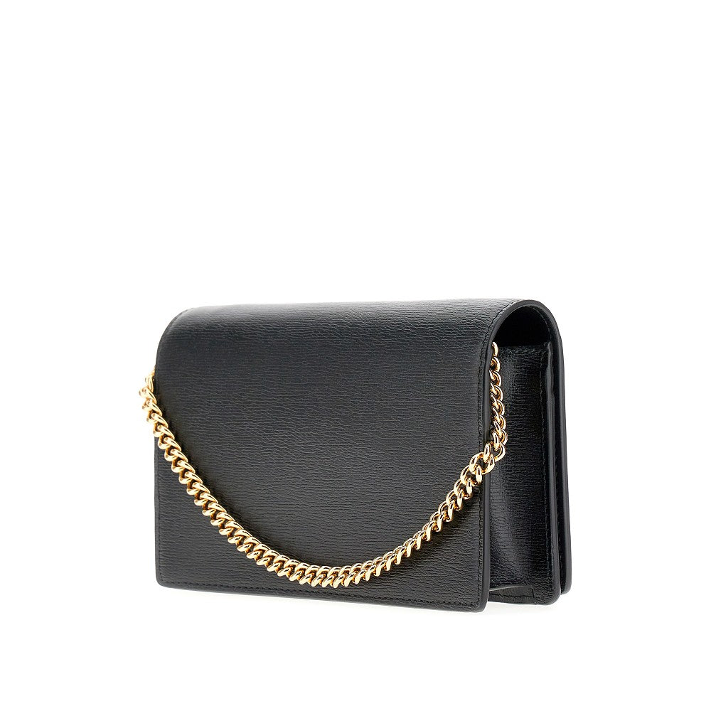 Leather clutch with chain strap
