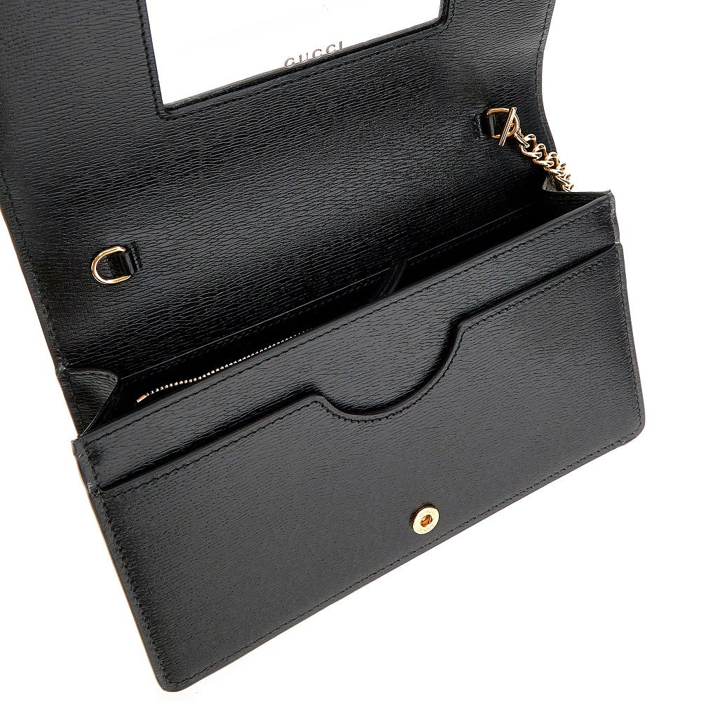 Leather clutch with chain strap