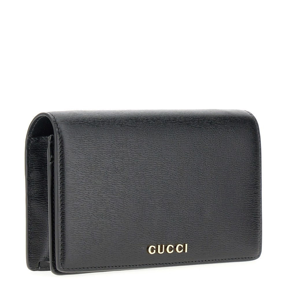 Leather clutch with chain strap