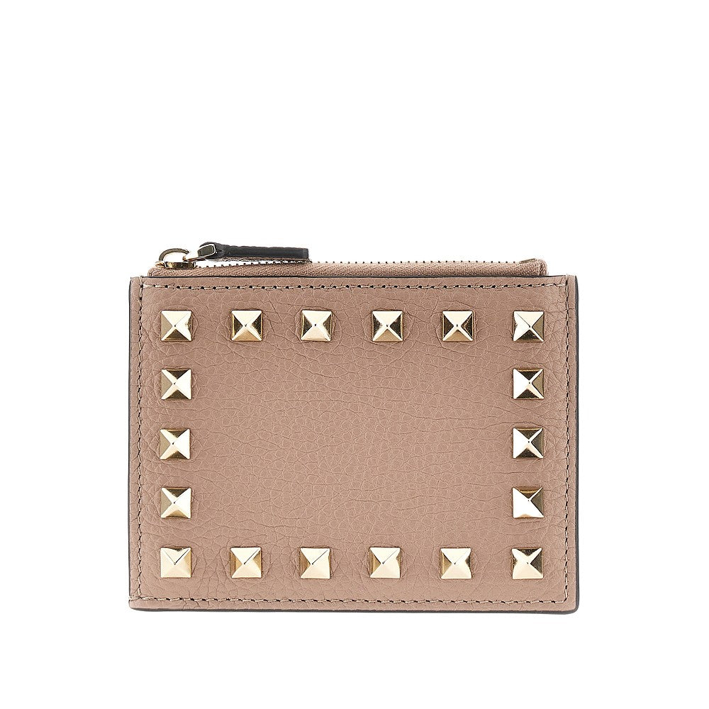 Portamonete 'Rockstud' in pelle granata