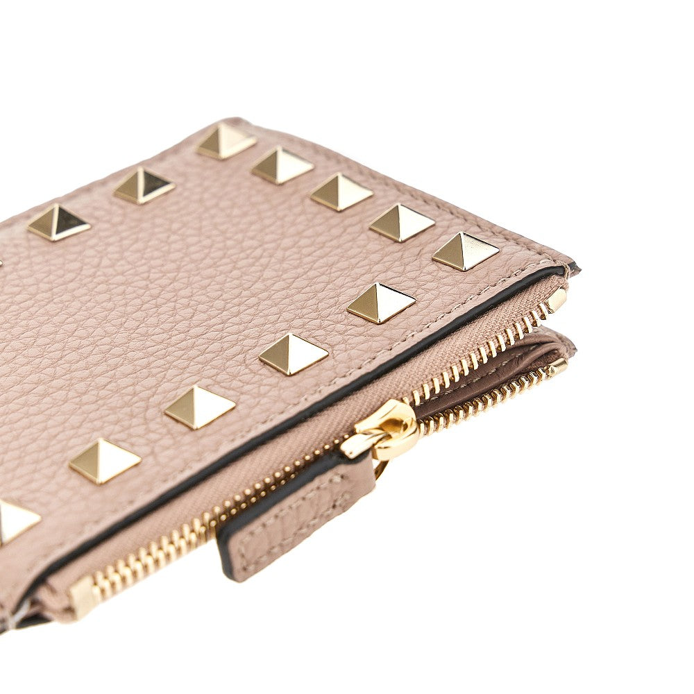 Portamonete 'Rockstud' in pelle granata