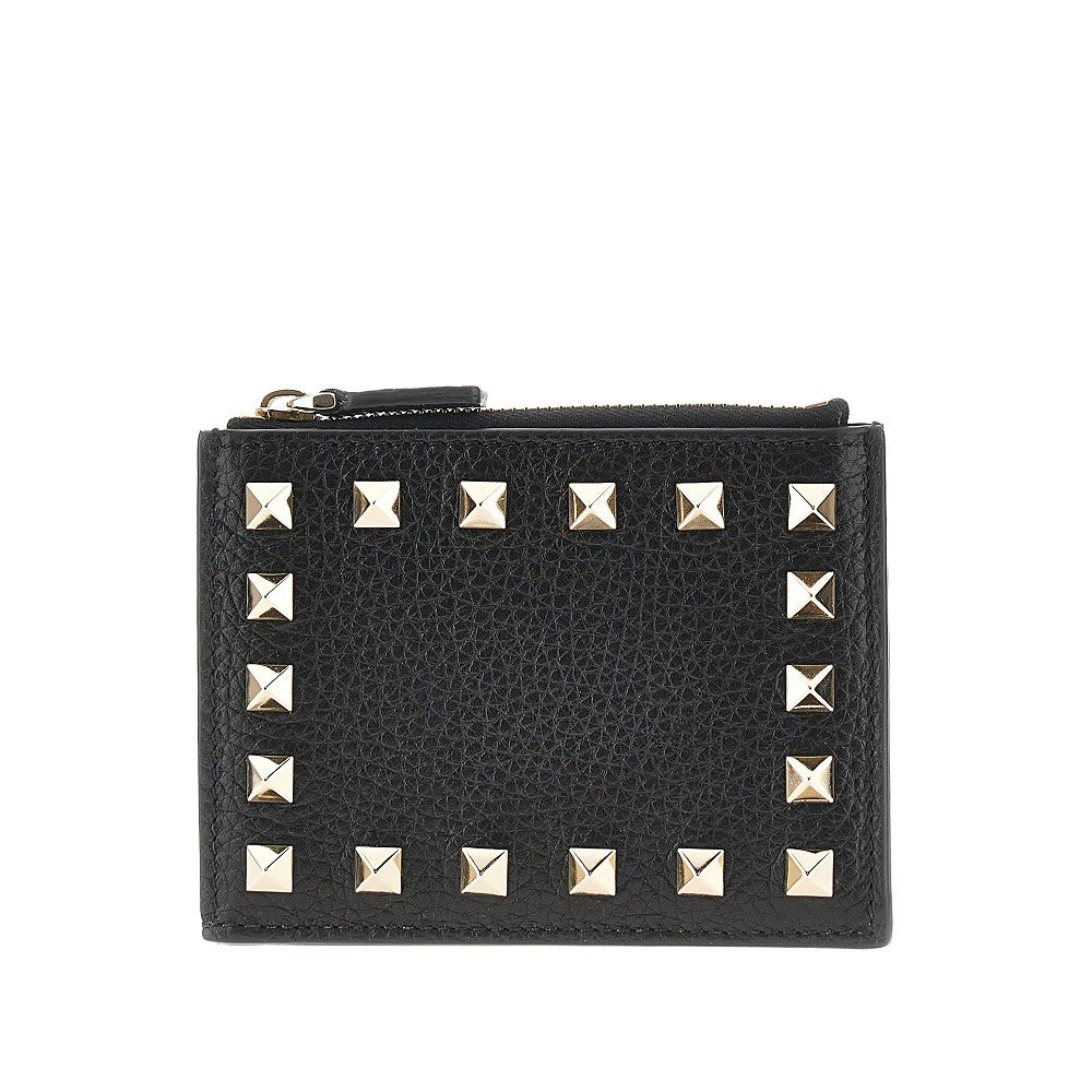 'Rockstud' grained leather coin purse