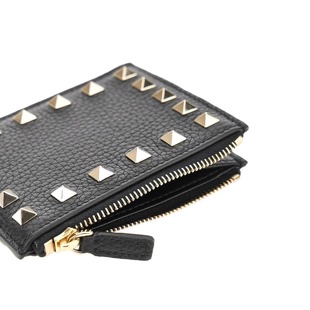 'Rockstud' grained leather coin purse