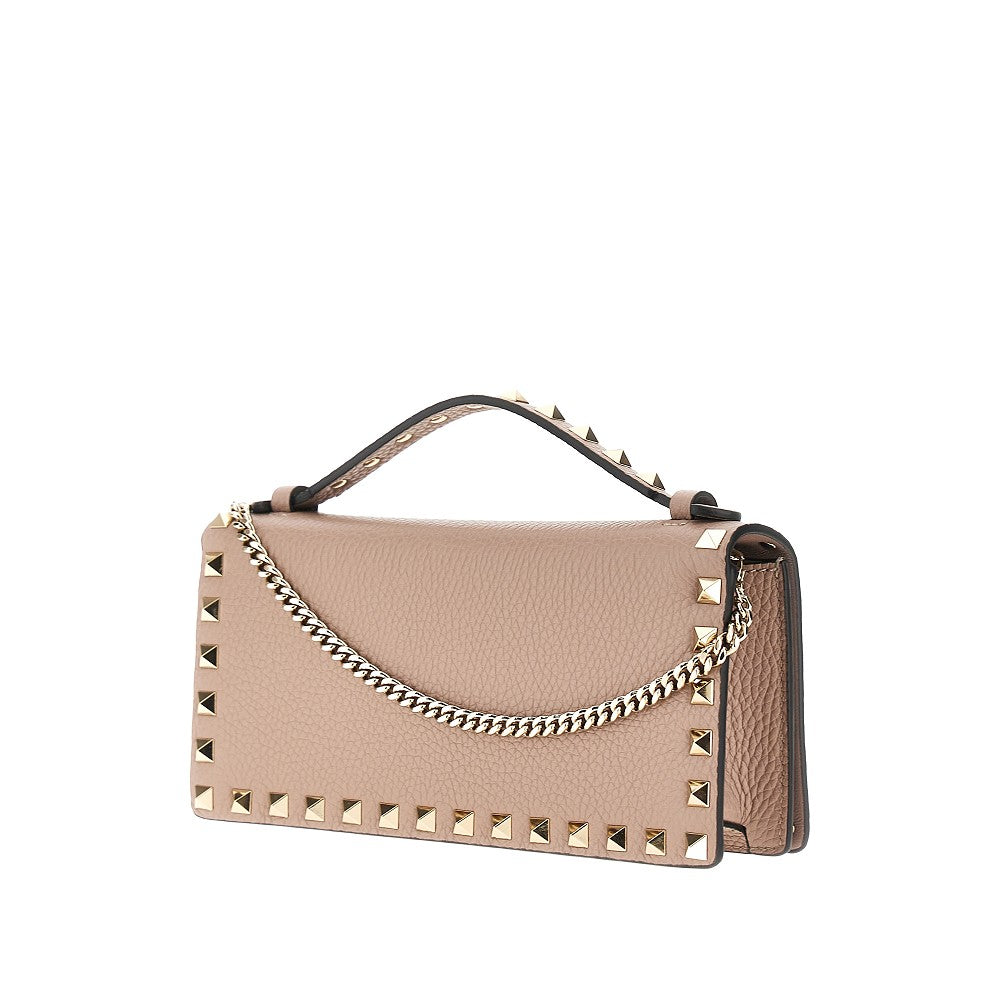 Pochette Rockstud in pelle granata
