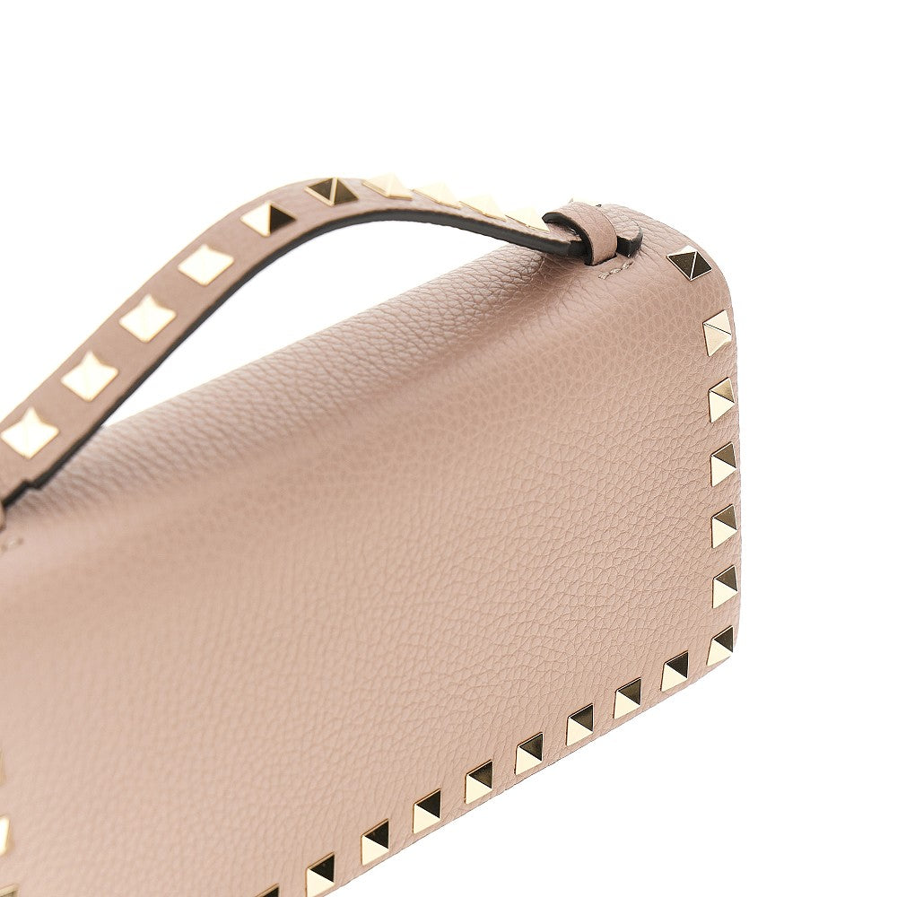 Pochette Rockstud in pelle granata