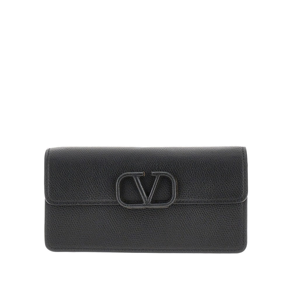 Pochette VLogo Signature in pelle granata