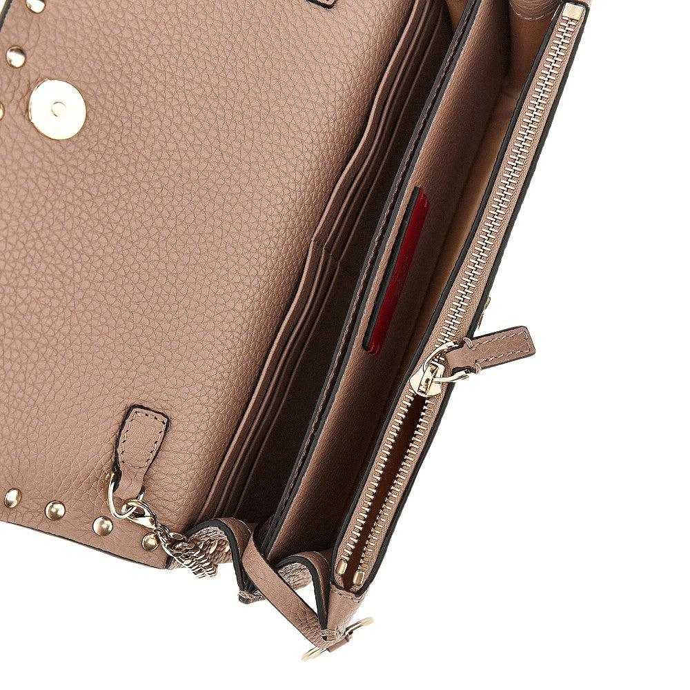 'Rockstud' grained leather pouch