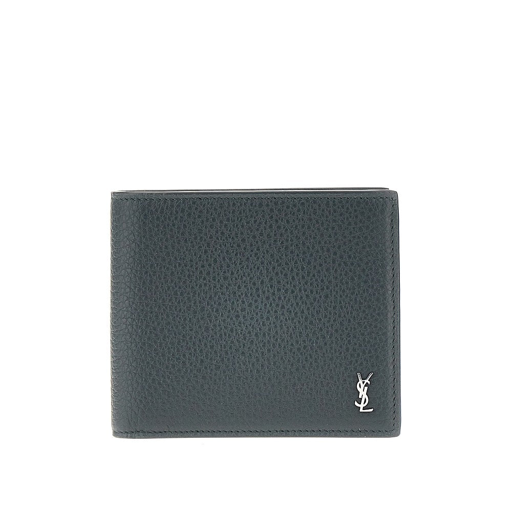 Grained leather bi-fold wallet
