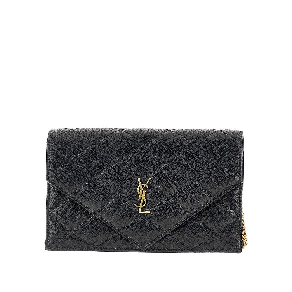 Quilted leather 'Paris' clutch with chain