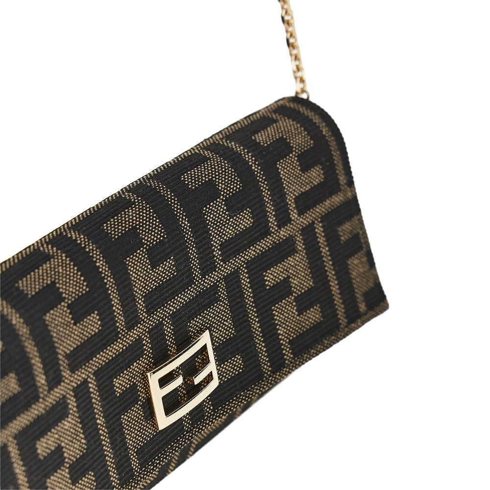 Portafoglio con catena in tessuto FF jacquard