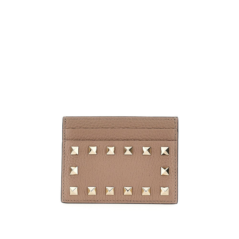 'Rockstud' grained leather cardholder