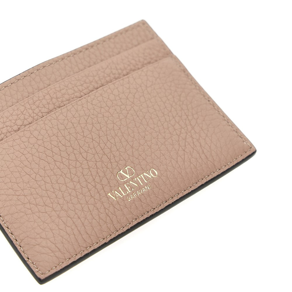 'Rockstud' grained leather cardholder