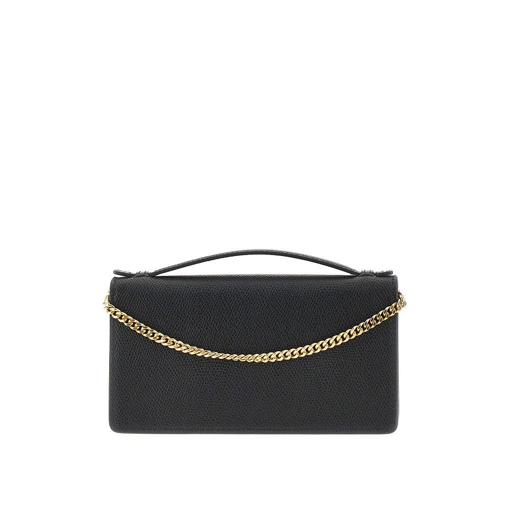 'VLogo Signature' grained leather pouch