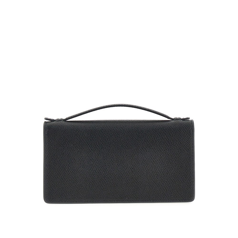 'VLogo Signature' grained leather pouch