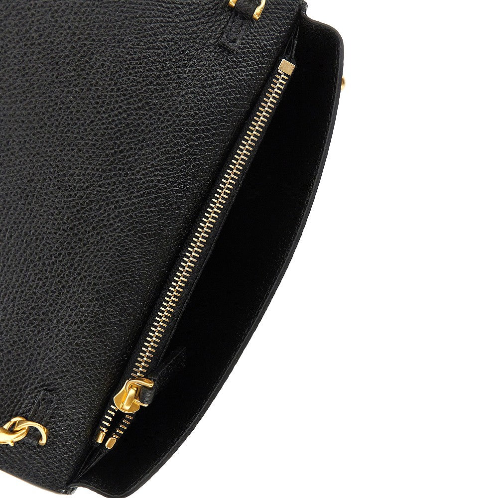 'VLogo Signature' grained leather pouch