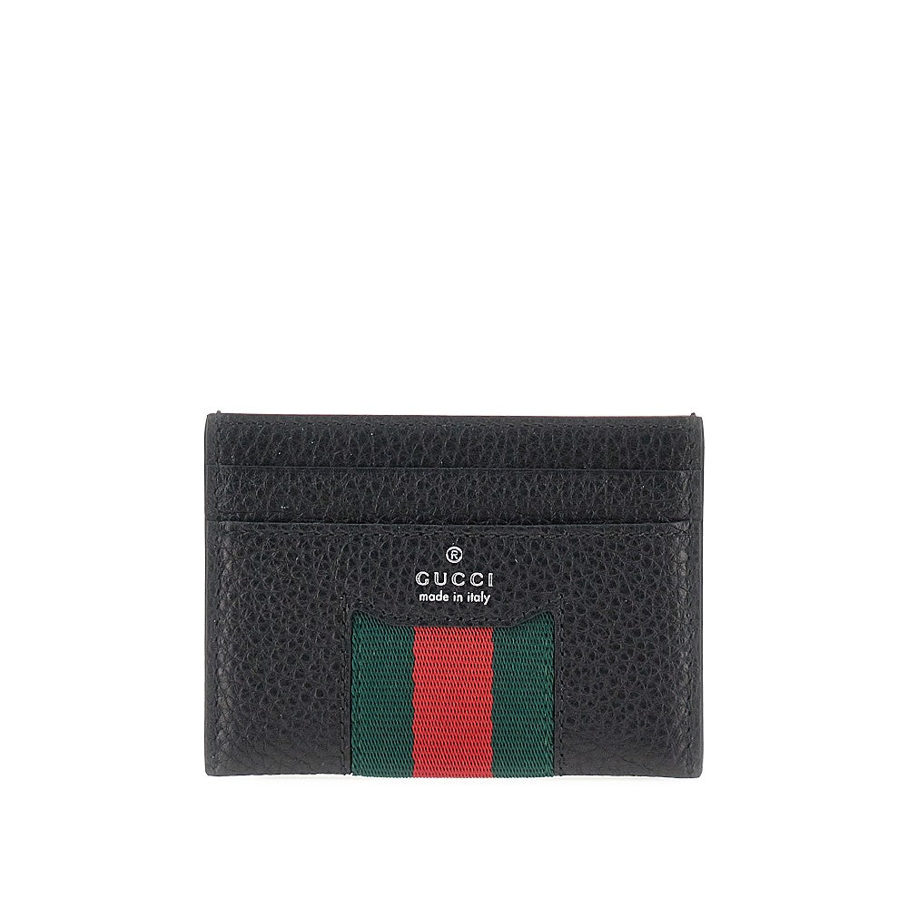 Leather cardholder with Web intarsia