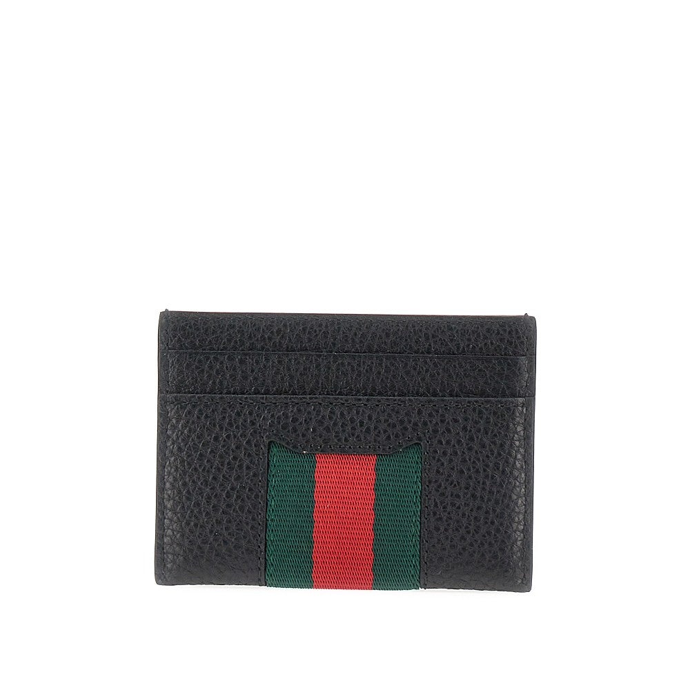 Leather cardholder with Web intarsia