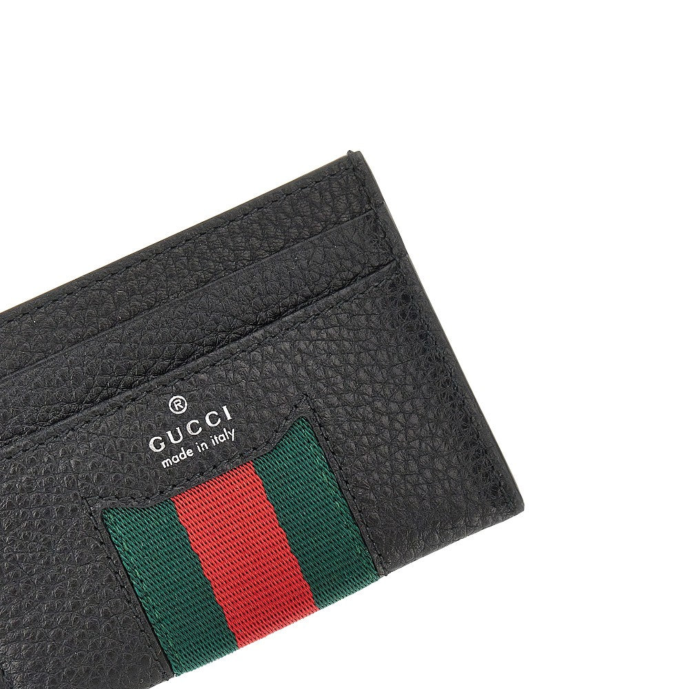 Leather cardholder with Web intarsia