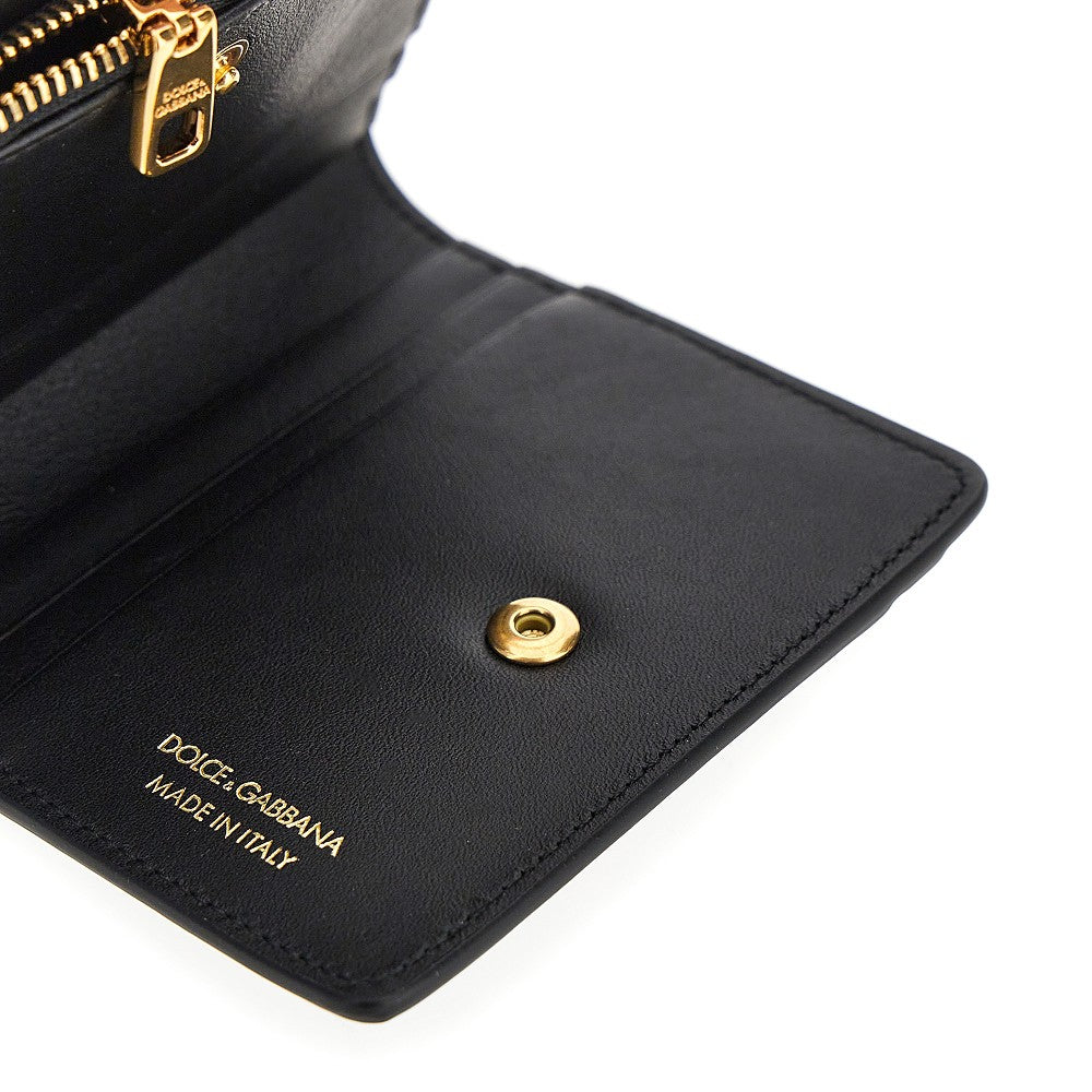 Leather bi-fold cardholder with logo