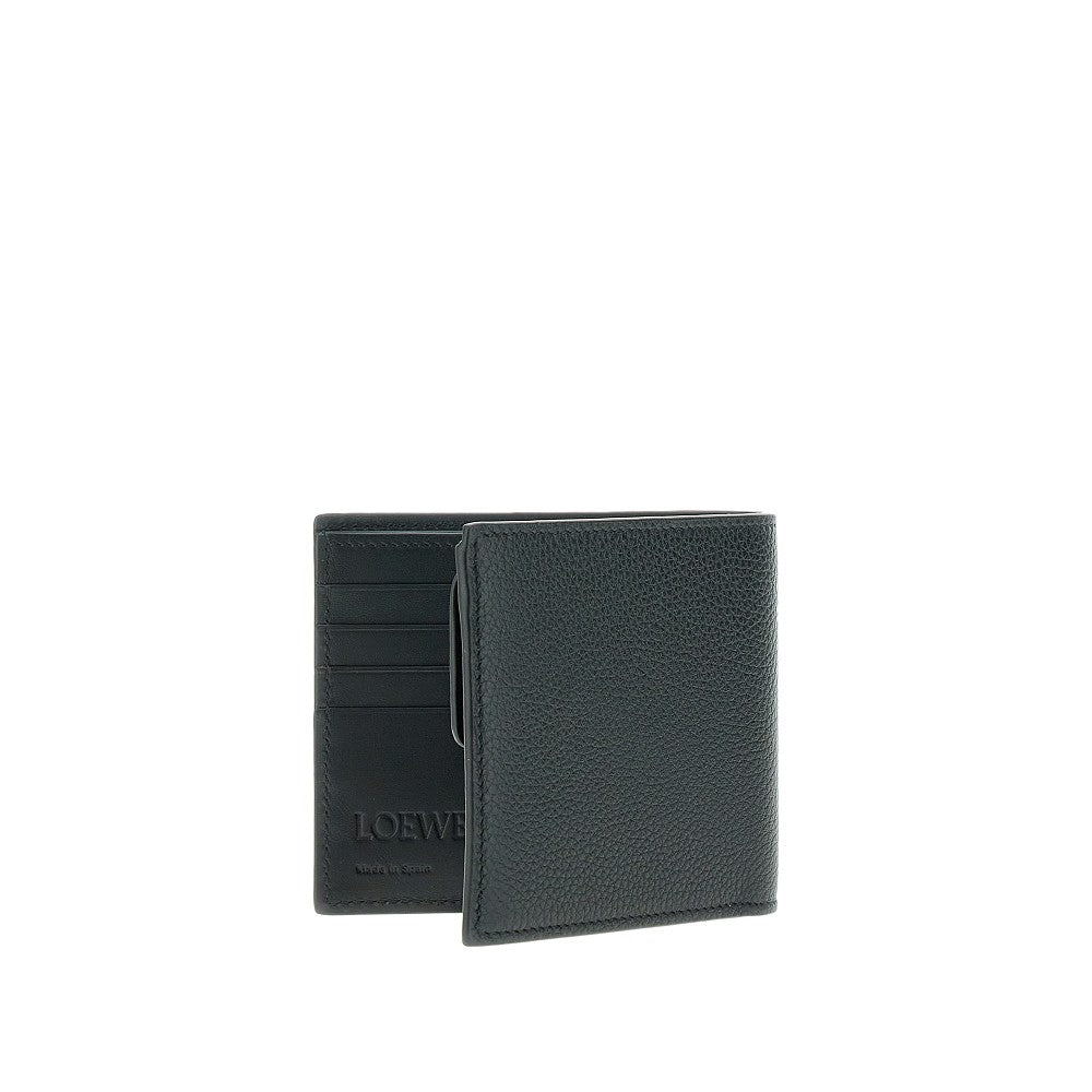 Portafoglio bi-fold in pelle martellata