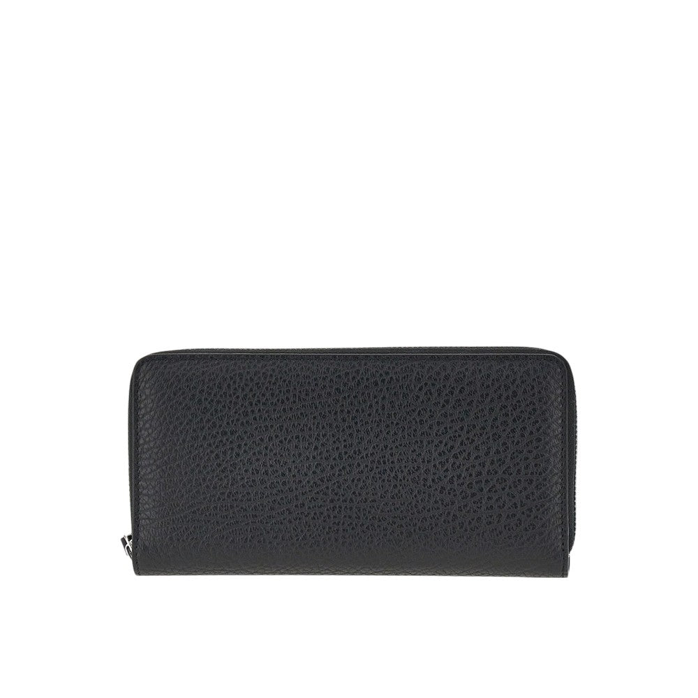 Grained leather zip-around wallet