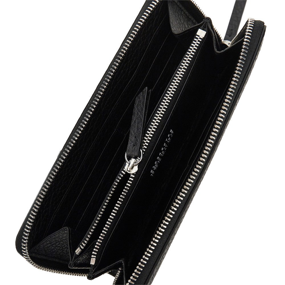 Grained leather zip-around wallet